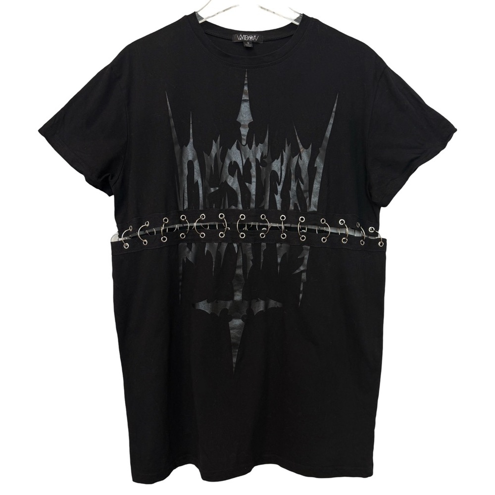 Black Graphic Tee with Silver Accents